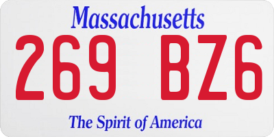 MA license plate 269BZ6