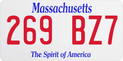 MA license plate 269BZ7