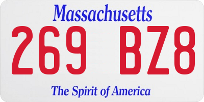 MA license plate 269BZ8