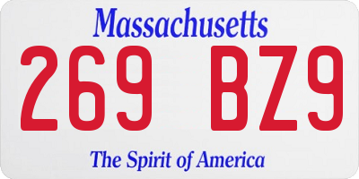 MA license plate 269BZ9