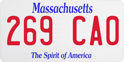 MA license plate 269CA0