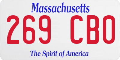 MA license plate 269CB0
