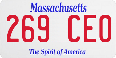 MA license plate 269CE0