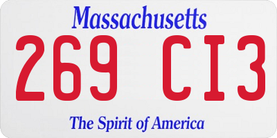 MA license plate 269CI3
