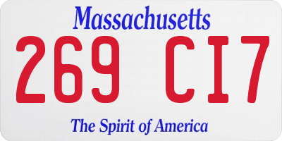 MA license plate 269CI7