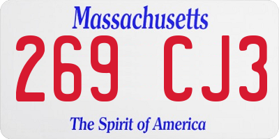 MA license plate 269CJ3
