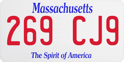 MA license plate 269CJ9