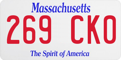MA license plate 269CK0