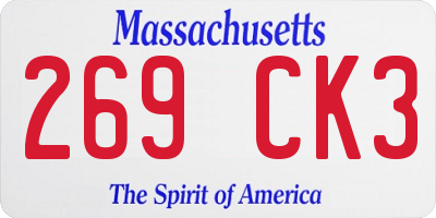 MA license plate 269CK3