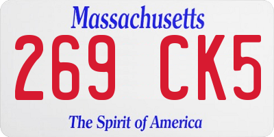 MA license plate 269CK5