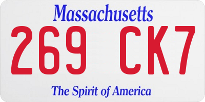 MA license plate 269CK7