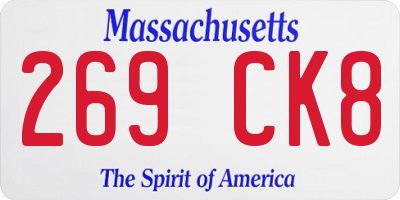 MA license plate 269CK8