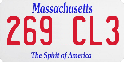 MA license plate 269CL3