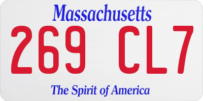 MA license plate 269CL7