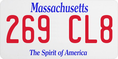 MA license plate 269CL8