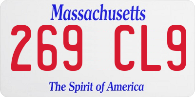 MA license plate 269CL9