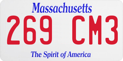MA license plate 269CM3
