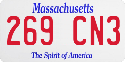 MA license plate 269CN3