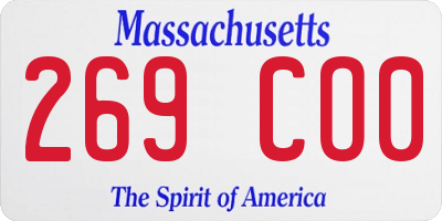 MA license plate 269CO0