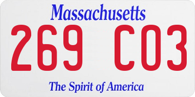 MA license plate 269CO3