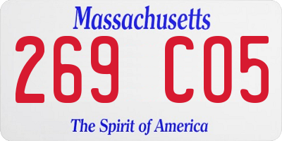 MA license plate 269CO5