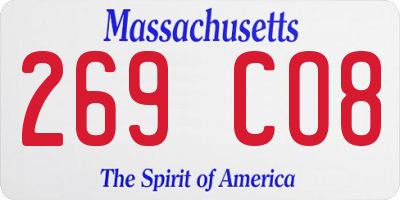 MA license plate 269CO8