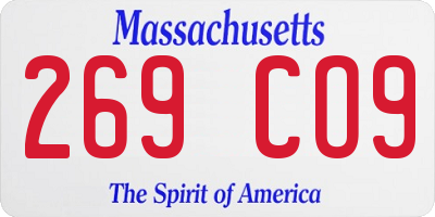 MA license plate 269CO9