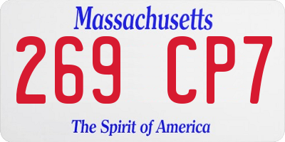 MA license plate 269CP7