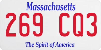 MA license plate 269CQ3