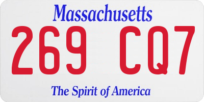 MA license plate 269CQ7