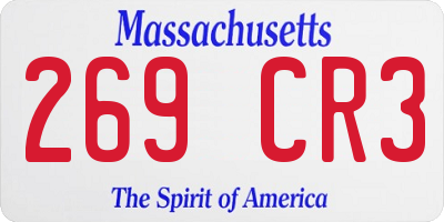 MA license plate 269CR3