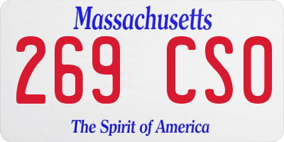 MA license plate 269CS0