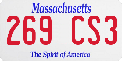 MA license plate 269CS3