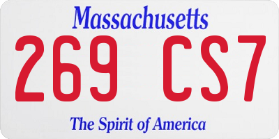 MA license plate 269CS7