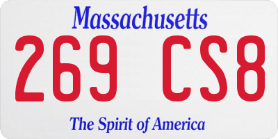 MA license plate 269CS8