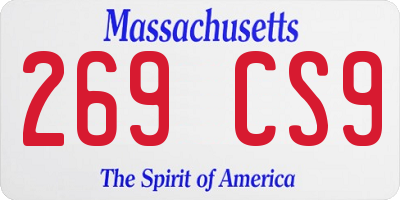 MA license plate 269CS9
