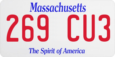 MA license plate 269CU3