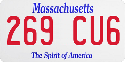 MA license plate 269CU6