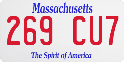MA license plate 269CU7