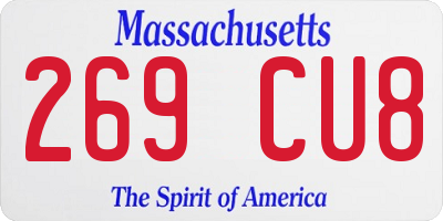 MA license plate 269CU8