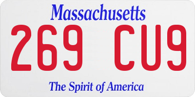 MA license plate 269CU9