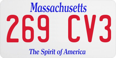 MA license plate 269CV3