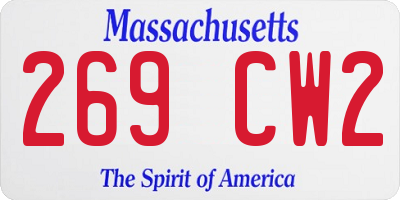 MA license plate 269CW2