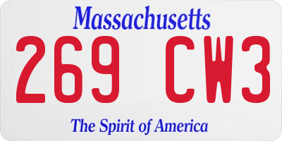 MA license plate 269CW3