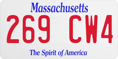 MA license plate 269CW4