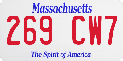 MA license plate 269CW7