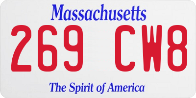 MA license plate 269CW8