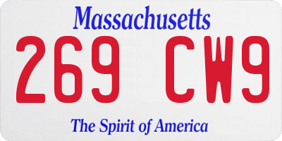 MA license plate 269CW9