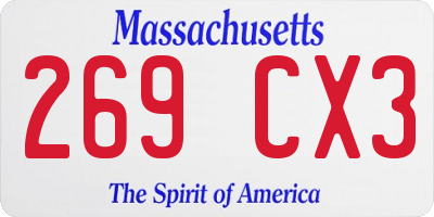 MA license plate 269CX3