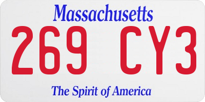 MA license plate 269CY3